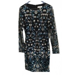 Reiss Long Sleeve Dress in Blue and Black